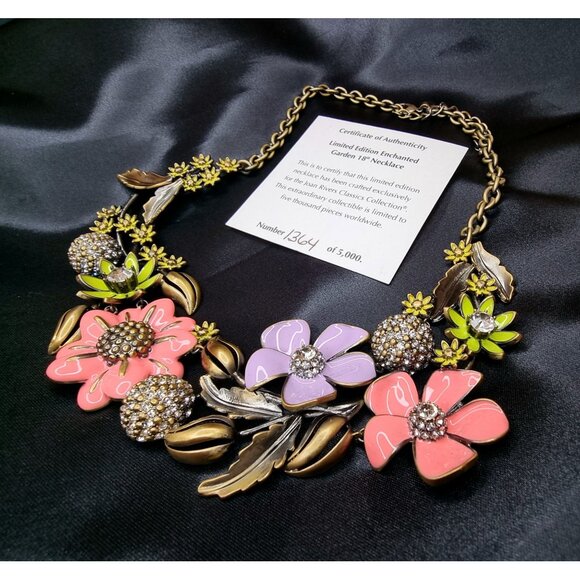 Limited Edition Joan Rivers Enchanted Garden Necklace With Crystals & Enamel - Picture 3 of 4
